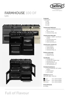 Product informatie BELLING fornuis FARMHOUSE 100DF BLK