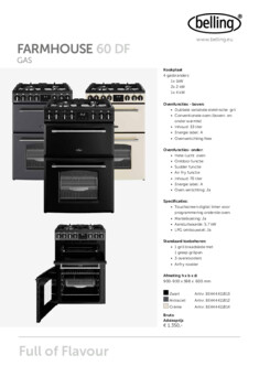 Product informatie BELLING fornuis FARMHOUSE 60DF CRM