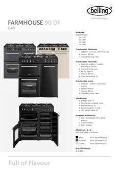 Product informatie BELLING fornuis FARMHOUSE 90DF BLK