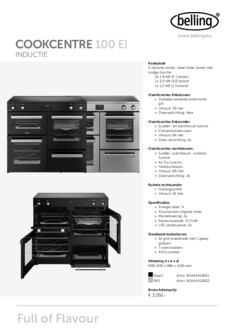 Product informatie BELLING fornuis inductie COOKCENTRE 100EI STA