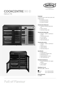 Product informatie BELLING fornuis inductie COOKCENTRE 90EI STA