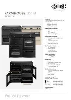 Product informatie BELLING fornuis inductie FARMHOUSE 100EI BLK
