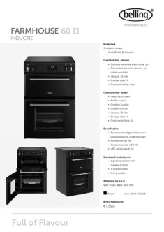 Product informatie BELLING fornuis inductie FARMHOUSE 60EI BLK