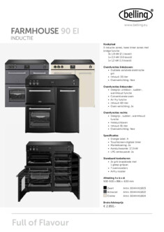 Product informatie BELLING fornuis inductie FARMHOUSE 90EI BLK
