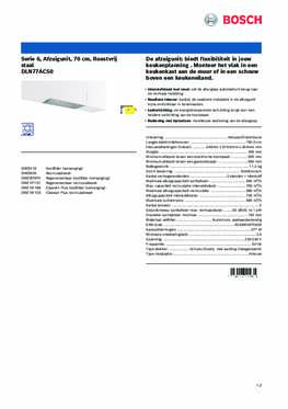 Product informatie BOSCH afzuigkap inbouw DLN77AC50