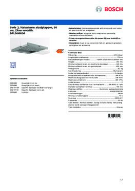 Product informatie BOSCH afzuigkap vlakscherm DFL064W54