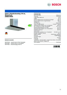 Product informatie BOSCH afzuigkap wand DWB97DN30