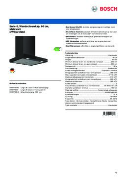 Product informatie BOSCH afzuigkap wand matzwart DWB67DN60