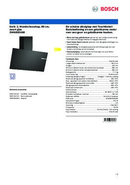 Product informatie BOSCH afzuigkap wand zwart DWK85DK60