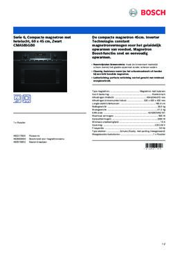 Product informatie BOSCH combi magnetron inbouw CMA585GB0