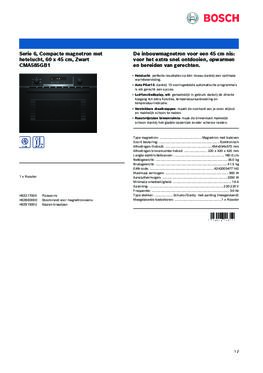 Product informatie BOSCH combi magnetron inbouw CMA585GB1