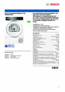 Product informatie BOSCH droger warmtepomp WQB246C9NL