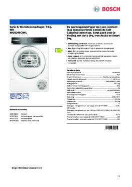 Product informatie BOSCH droger warmtepomp WQB246C9NL