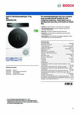 Product informatie BOSCH droger warmtepomp WQB246CLNL