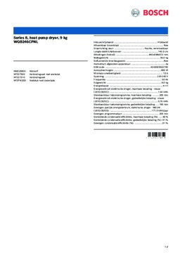 Product informatie BOSCH droger warmtepomp WQB246CPNL