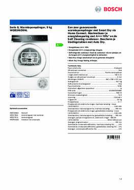 Product informatie BOSCH droger warmtepomp WQB246D9NL