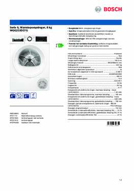 Product informatie BOSCH droger warmtepomp WQG233DEFG