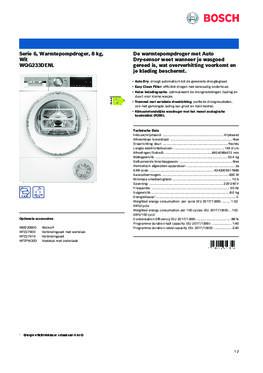Product informatie BOSCH droger warmtepomp WQG233DENL