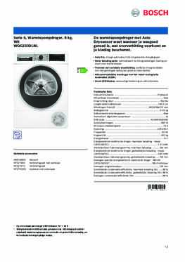 Product informatie BOSCH droger warmtepomp WQG233DLNL
