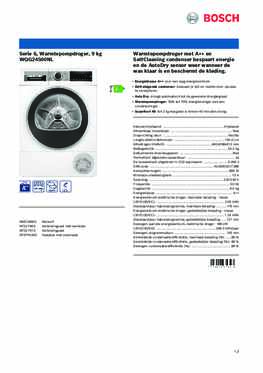 Product informatie BOSCH droger warmtepomp WQG24500NL