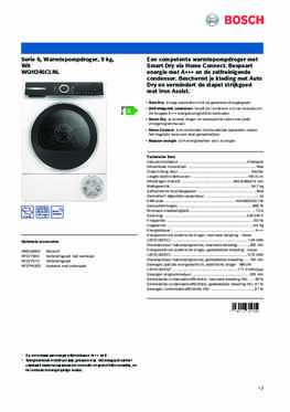 Product informatie BOSCH droger warmtepomp WQH246CLNL