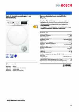 Product informatie BOSCH droger warmtepomp WTH8300CNL