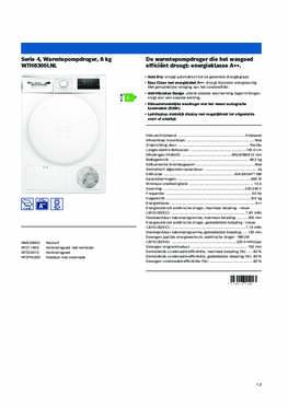 Product informatie BOSCH droger warmtepomp WTH8300LNL