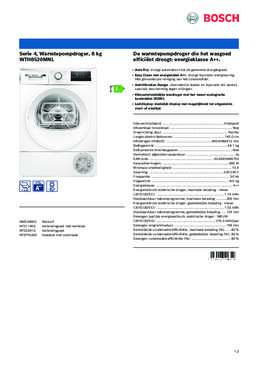 Product informatie BOSCH droger warmtepomp WTH8520MNL