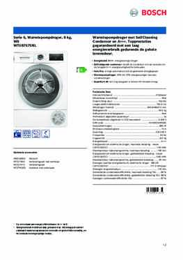 Product informatie BOSCH droger warmtepomp WTU87675NL