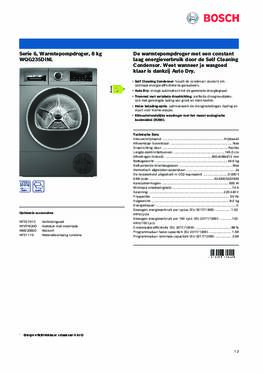 Product informatie BOSCH droger warmtepomp cast iron grey WQG235DINL