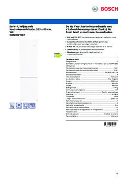 Product informatie BOSCH koelkast KGN392WCF