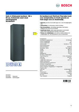 Product informatie BOSCH koelkast KSV36VXDP