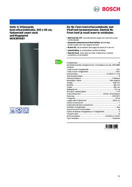 Product informatie BOSCH koelkast blacksteel KGN39VXBT