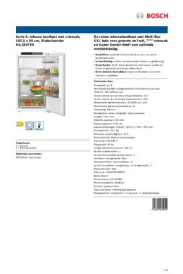 Product informatie BOSCH koelkast inbouw KIL32VFE0