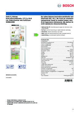 Product informatie BOSCH koelkast inbouw KIN86ADB0