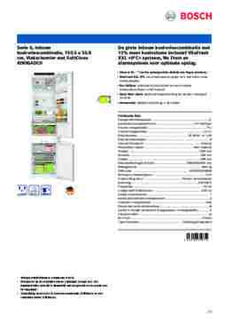 Product informatie BOSCH koelkast inbouw KIN96ADC0