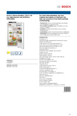 Product informatie BOSCH koelkast inbouw KIR41EDD1