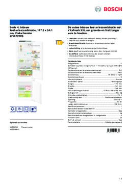 Product informatie BOSCH koelkast inbouw KIV87VFE0