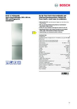 Product informatie BOSCH koelkast rvs KGN392IDF