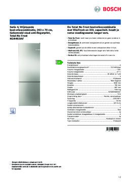 Product informatie BOSCH koelkast rvs KGN492IAF