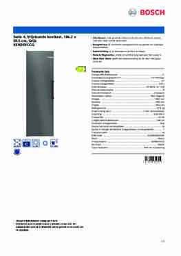 Product informatie BOSCH koelkast zilver KSN36VCCG