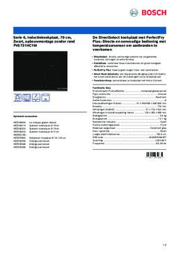 Product informatie BOSCH kookplaat inbouw inductie PVS731HC1M