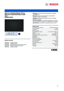 Product informatie BOSCH kookplaat inbouw inductie PVW81CHB1E