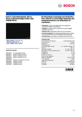 Product informatie BOSCH kookplaat inbouw inductie PVW831HC1E
