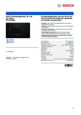Product informatie BOSCH magnetron inbouw BFL554MB0