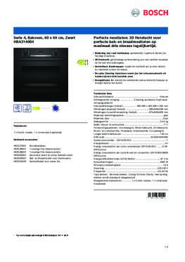 Product informatie BOSCH oven inbouw HBA3140B4