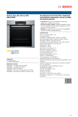 Product informatie BOSCH oven inbouw inox HBA372BS0