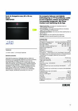 Product informatie BOSCH oven inbouw zwart CBG7341B1