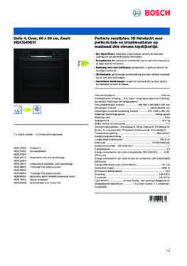 Product informatie BOSCH oven inbouw zwart HBA3540B3F