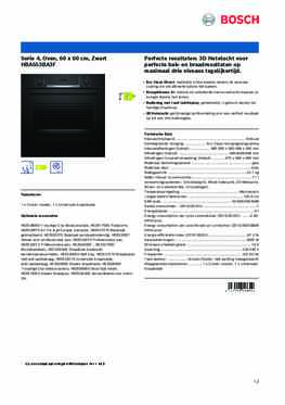 Product informatie BOSCH oven inbouw zwart HBA553BA3F